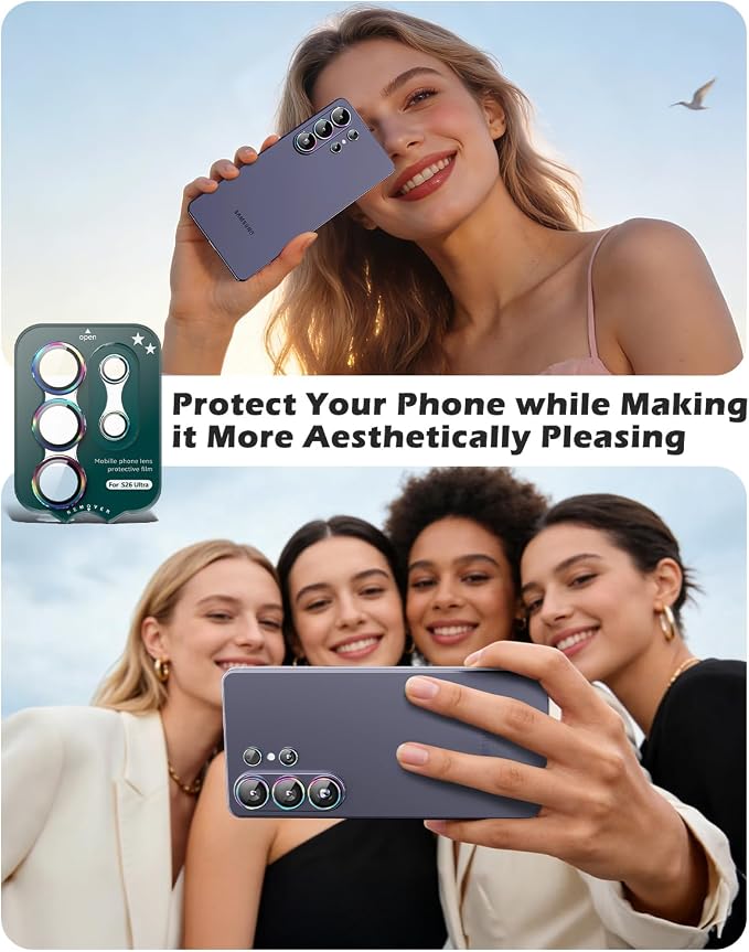 CloudValley for Samsung Galaxy S26 Ultra Camera Lens Protector | 9H Tempered Glass + Aluminum Alloy Lens Protective Ring Ultra-HD Individual Lens Cover,Colorful - Image 7