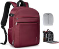K&F CONCEPT Camera Backpack, DSLR/SLR/Mirrorless Photography Camera Bag | 14in Laptop Compartment & Rain Cover, 600D Fabric for Travel & Daily, Men & Women, Dual-Mode Detachable Dividers, Red, B19 by KFCONCEPT