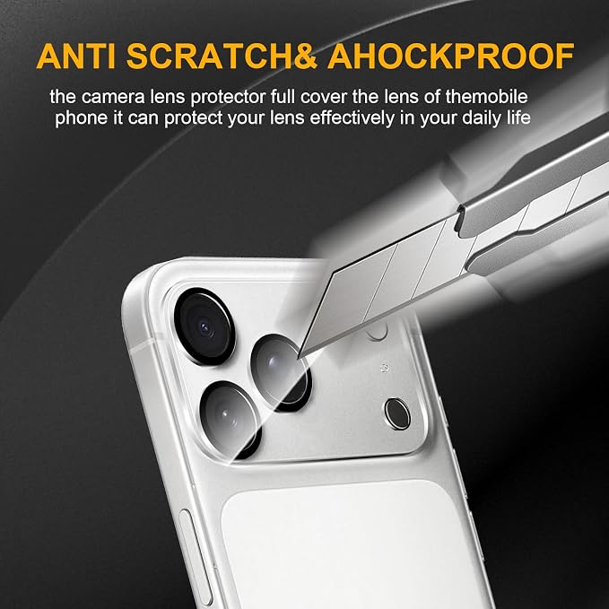 3 Pack Camera Lens Protector for iPhone 17 Pro Max | Tempered Glass,Anti-Fingerprint,9H Hardness,Scratch Resistant,Easy to Install,Bubble Free,HD Clarity - Image 4