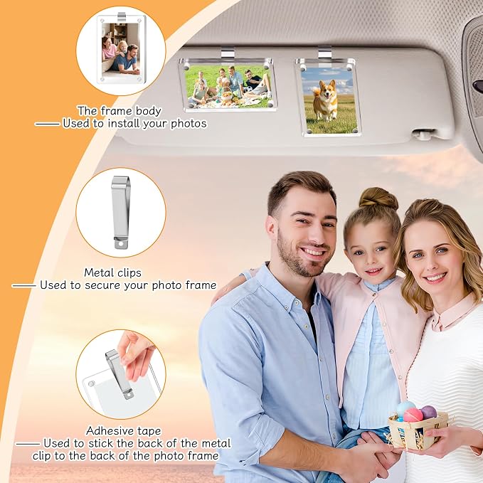 2Pcs Car Visor Photo Clip for Magnetic Car Picture Holder for 3 Inch Photos,Car Visor Picture Holder,Personalized Car Accessories with Clips for Easy Display - Image 7