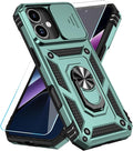 SunStory Compatible with iPhone 17 Case with HD Screen Protector & Slide Camera Cover & Rotated Ring Kickstand, [Military-Grade] iPhone Case for iPhone 17,Green by SunStory