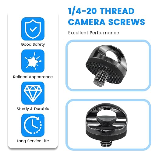 1/4" Camera Neck Strap Screw Holder, SDTC Tech 2 Pack 1/4-20 Thread Camera Screws with Rubber Washer for Quick Install/Release Wrist Strap Sling | 2 Pack 1/4-20 Thread Camera Screws with Rubber Washer for Quick Install/Release Wrist Strap Sling - Image 4