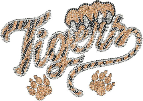 1 Pc Tiger Rhinestone Iron on Hotfix Transfer Decal, Tiger Footprints Pattern Bling DIY Patch Clothing Repair Applique T-Shirt Vest Shoes Hat Jacket Decor Clothing DIY Accessories by GOMAKERER