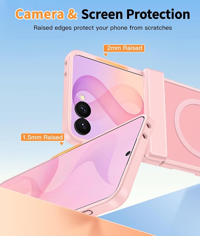 FNTCASE for Samsung Galaxy Z Flip 8 Case, Fit for Magsafe, Screen Protector | Hinge Protection, Translucent Matte, 18FT Military Grade Drop Proof, Protective Phone Cover, Light Pink - Image 6