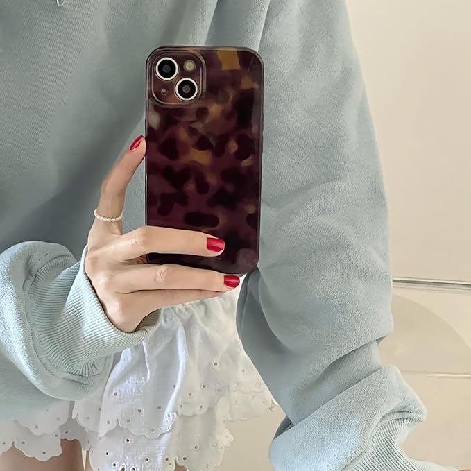 Aesthetic Tortoise Shell Phone Case for iPhone 13 Brown | Retro Cool Girl Leopard Print, Brown Amber Cheetah Cute Chic Trendy Full Camera Protective Cover for Women - Image 2