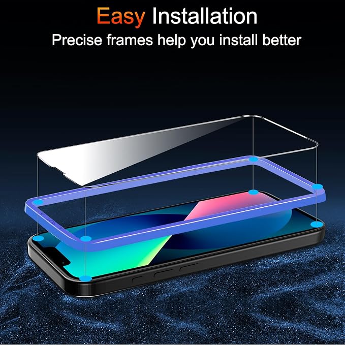 TZGZT 3 Pack Screen Protector for iPhone 13, Tempered Glass, Case Friendly | 9H+ Hardness, Military Grade Shatterproof, Anti-Scratch, HD, Easy Installation, Bubble Free, Include Camera Lens Protectors - Image 4