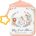 Baby Photo Album, My First Photo Album for Baby & Toddler, Peach | 17 Photo Slots(4×6"), Soft Anti-Scratch Edges, Shatterproof Safety Mirror, Star Hanging Hook, Family Memory Keepsake Book by AUVCAS