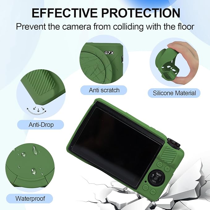 Case with Removable Lens Cover for Canon G7X Mark II/G7XII Camera(Green) | Soft Silicone Camera Protective Case,Slim Fit,Anti-Scratch,Dustproof,Shockproof,Camera Accessories,For Travel,Daily Use - Image 2