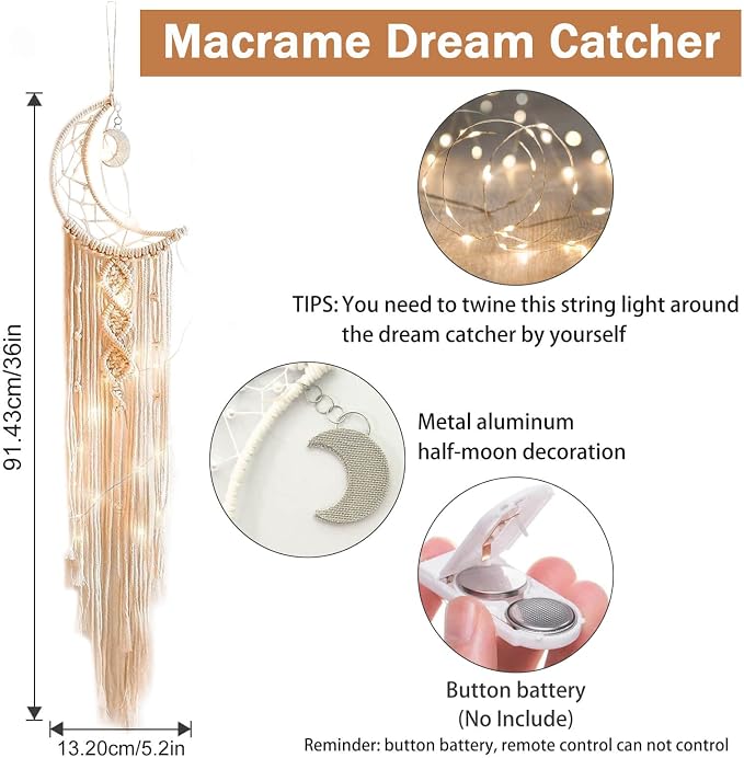 Homecor Gifts for Teenage Girls, Hanging Photo Display & Moon Dream Catchers, Christmas Teen Girls Gifts Ideas Ages 10 11 12 13 14 Years Old, Macrame Wall Decor Boho Bedroom Dorm Aesthetic Room Decor - Image 5