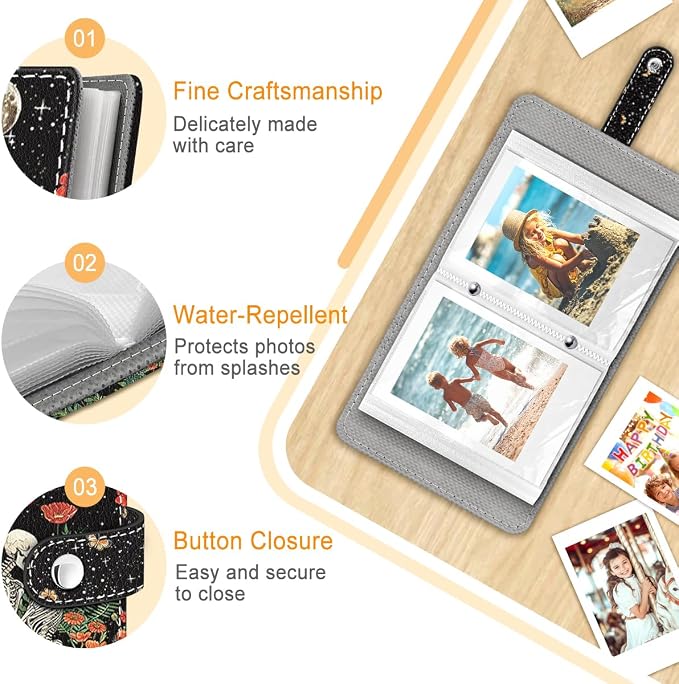 Skul Lover Mushroom Small Photo Album for 2x3 In Films, 56 Pocket | Mini Cute Picture Book, Wallet Size, for Polaroid Fujifilm Instax Mini Instant Camera Printer, Kpop Photocard Binder Holders - Image 4