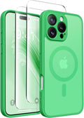 CAPRARO for iPhone 16 Pro Max Case, Compatible with MagSafe | Upgraded [Full Camera Protection] Protective Translucent Matte Women Girl Magnetic Phone Case Cover, Emerald Green by CAPRARO