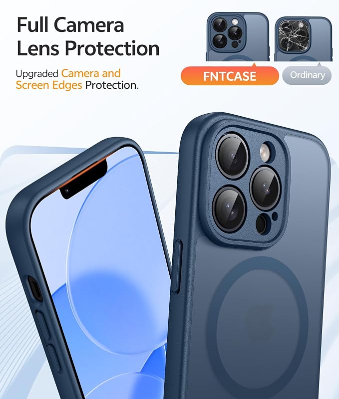 FNTCASE for iPhone 13 Pro Max Case, Fit for Magsafe, Full Camera Protection | Translucent Matte Magnetic Phone Back, 14FT Military Grade Drop Proof, Slim Shockproof Protective Cover, Blue - Image 4