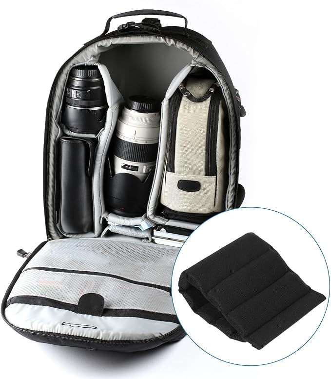 PATIKIL Camera Bag Divider, 4Pcs 10.43"x4.92"x0.55" Shockproof Camera Bag Inserts Separator Pad Protective Lens for Nikon Camera DSLR Protect Bag Organizer Universal Divider Cushion, Black - Image 6