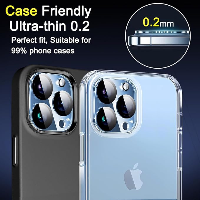 Ferilinso Camera Lens Protector for iPhone 13 Pro/13 Pro Max,Tempered Glass | 3 Pack, 9H+ Military-Grade Shatterproof Camera Cover, Case Friendly, HD, Anti-Scratch, No Flash Glare for Night Shooting - Image 4