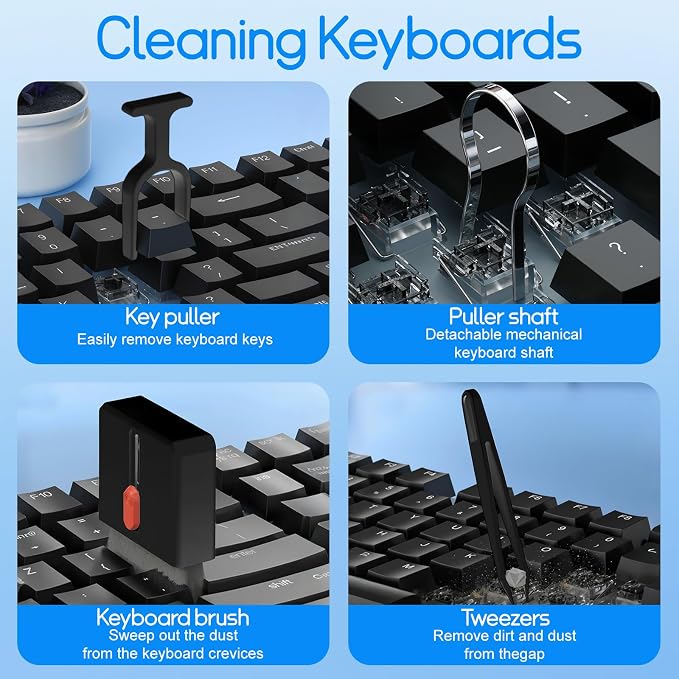 32-in-1 Keyboard Cleaning Kit iPhone Charging Port Speaker Cleaner | Multifunction Clean Tools for Airpods iPad MacBook Keyboard Earbuds Camera Computer Laptop Screen Electronics (Black) - Image 4