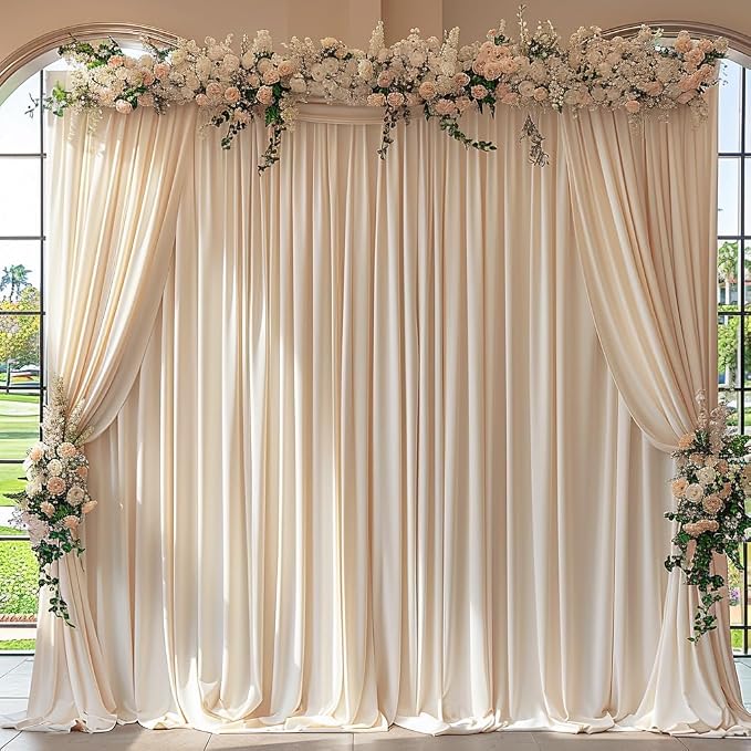 30x10ft Wrinkle Free Backdrop Curtain for Parties Soft Fabric Drapes Wedding Cream Curtain Backdrop for Birthday Party Decorations Background for Photography 5x10ft,6 Panels - Image 7