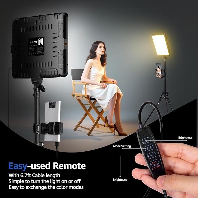 NiceVeedi 1-Pack Photography Lighting Kit, 2800-6500K Bi-Color LED Video Light Kit, Dimmable Studio Light with Tripod Stand & Phone Holder, Light for Video Recording, Game Streaming, YouTube - Image 6