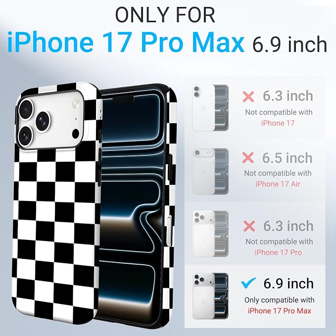 TPU Phone Case for iPhone, MagSafe Wireless Charging Compatible, Shockproof Slim Fit Protective Cover with Anti-Yellowing & Raised Camera Protection (Grid 11, iPhone 17 Pro Max(6.9")) - Image 2