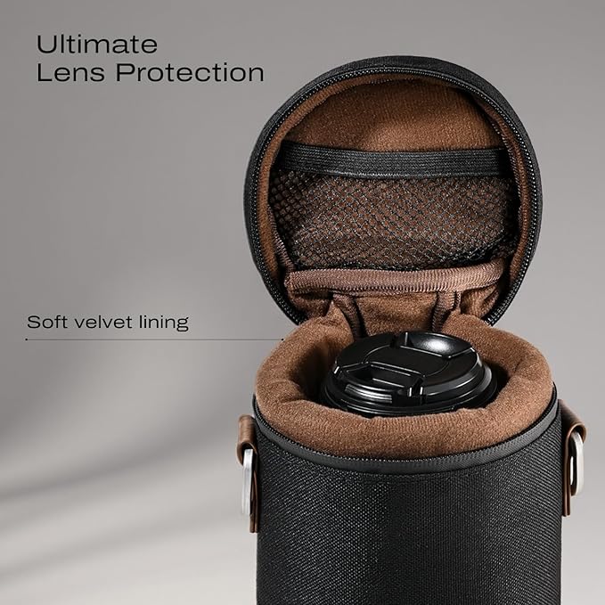 Premium Camera Lens Case with Quick Release Strap, Water Resistant Protective Lens Pouch for DSLR Camera, 2 Size L and M, Compatible for Canon, Nikon, Sony, Pentax, Olympus - Image 2