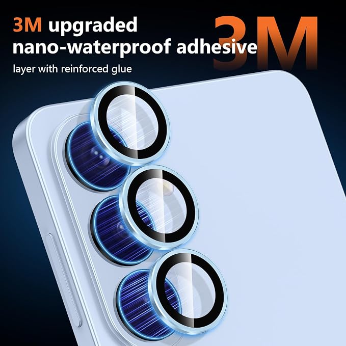 for Samsung Galaxy S26 Camera Lens Protector, Individual Metal Ring Tempered Glass Lens Cover, [Strong Adsorption] Scratch Resistant Ultra-Thin HD Clear Lens Cover, 1 Set-Blue Ring - Image 4