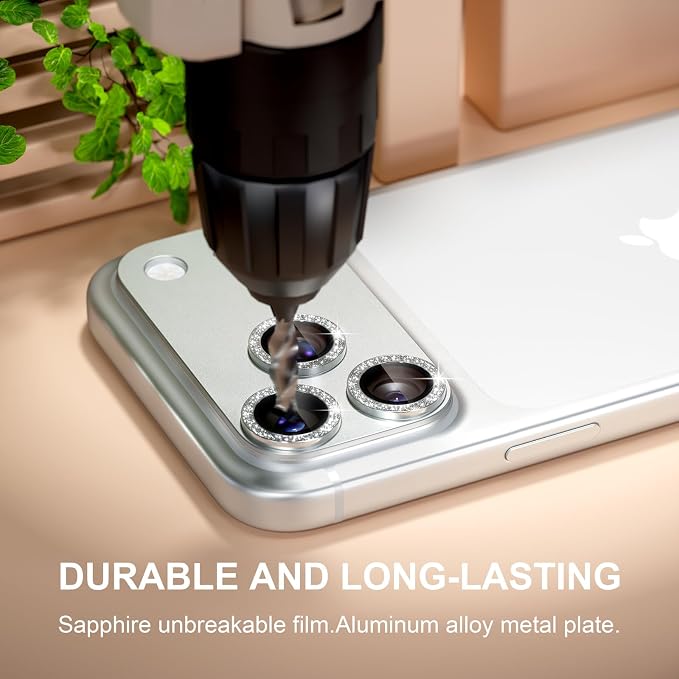 for iPhone 17 Pro Max Camera Lens Protector, Glitter Silver | [Military Grade Shatterproof] [Strong Adsorption] [Case Friendly] Matte Metal Tempered Glass Camera Screen Cover Accessories - Image 4