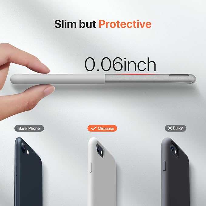 Miracase Silicone for iPhone SE 2022/SE 2020/7/8 Case,Moonlight White | Ultra Slim Cover with Screen Protector, Soft Microfiber Lining, Multi-Color Premium Silicone Shockproof Phone Case - Image 5