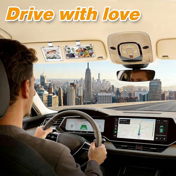 SUNEZLGO 2 Pack Car Picture Holder and Visor Photo Clip, Car Accessories, Acrylic Magnetic Car Photo Holder, Easy Install Universal Fit, Personalized Gift for Family Photos, Gifts for Boyfriend - Image 3