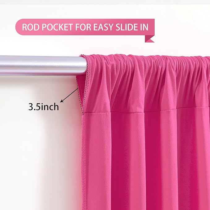 Hot Pink Backdrop Curtain 2 Panels-Wrinkle-Free Polyester Photography Drapes for Wedding Party Photo Background Decorations- 8 X10FT (Hot Pink) - Image 6