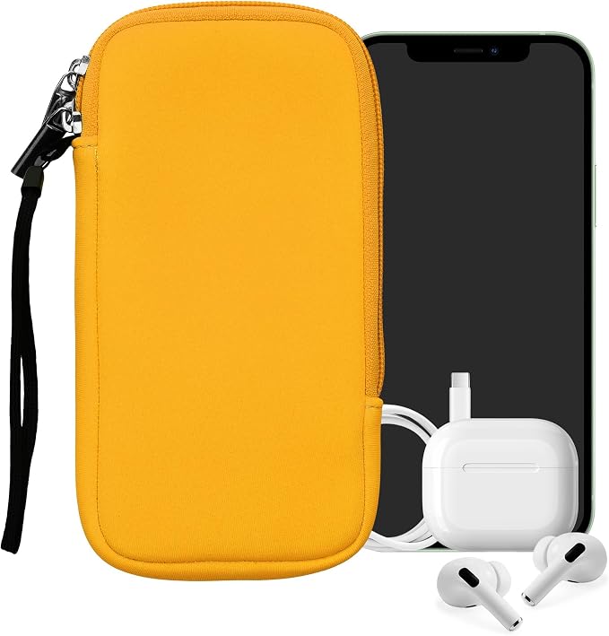 kwmobile Universal Phone Pouch Size XXL - 7" - Neoprene Smartphone Pouch with Zip - Water-Repellent Mobile Phone Case - Sleeve in Honey Yellow - Image 8
