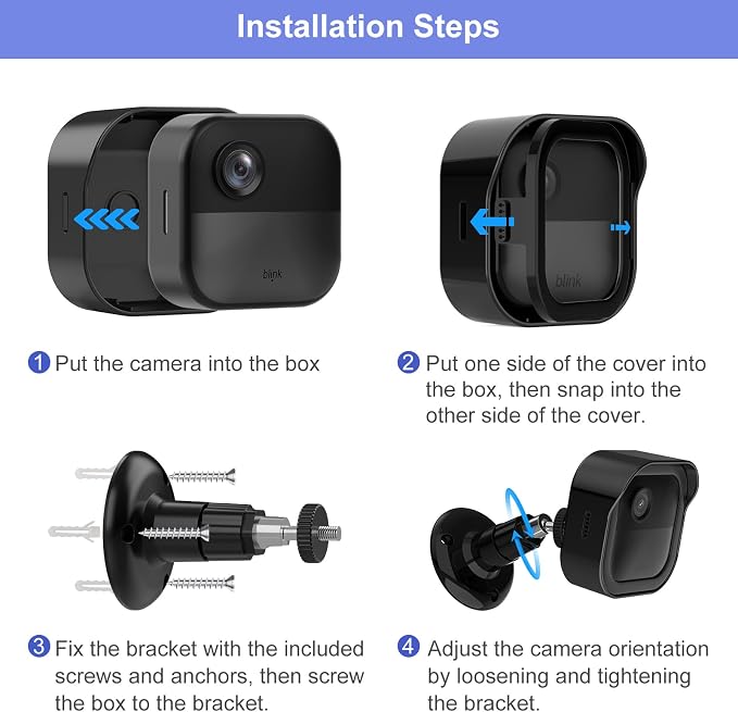 3 Pack Blink Outdoor Camera Mount for Outdoor 4/2K+, Blink Module Mount | 360°Adjustable Blink Wall Mount, Weatherproof Protective Cover for Blink Outdoor Camera, Black - Image 8