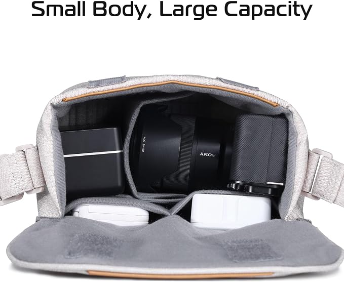 ULANZI 3L Camera Bag, Professional SLR/DSLR Crossbody Bag Shoulder Case | 9.1x4.3x7.1 inch Bag Compatible with Sony Canon Nikon Mirrorless Cameras, Splash-Proof Polyester Lightweight 235g Beige Gray - Image 4