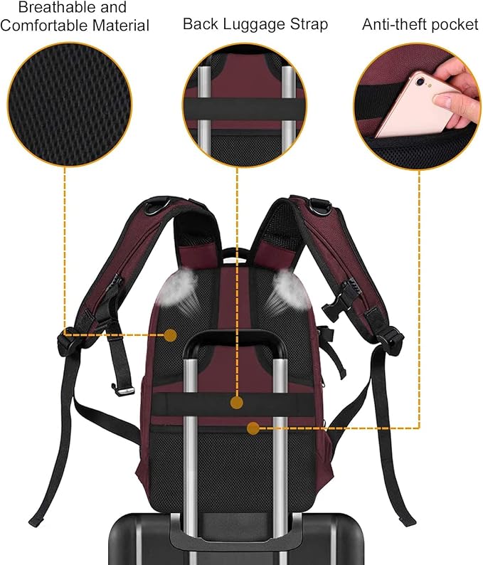 MOSISO Camera Backpack, DSLR/SLR/Mirrorless Photography Camera Bag | 15-16 inch Waterproof Hardshell Case with Tripod Holder&Laptop Compartment Compatible with Canon/Nikon/Sony, Wine Red - Image 8