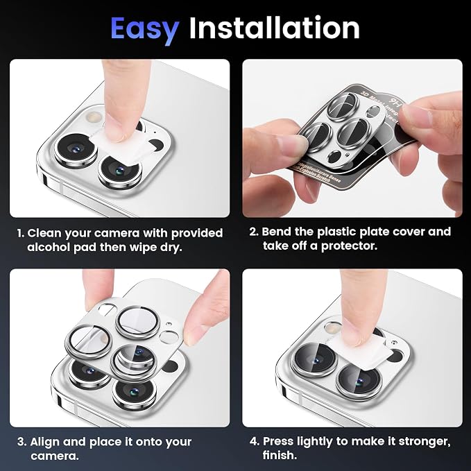 Tensea for iPhone 16 Pro Max/16 Pro/14 Pro Max/14 Pro Camera Lens Protector | Metal Aluminum Alloy Tempered Glass Cover Camera Screen Protector Accessories, Case Friendly - Image 7