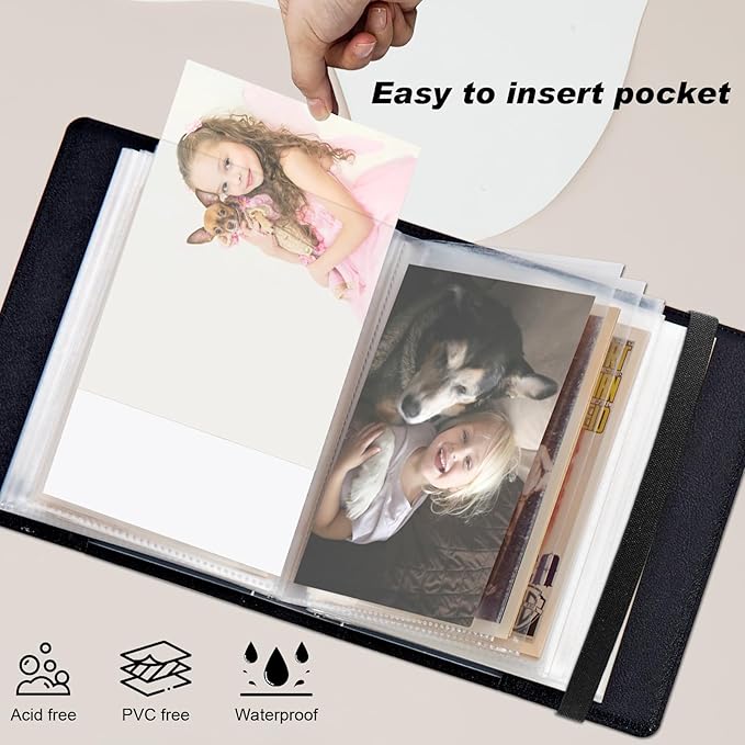 Small Photo Album 4x6, 60 Pockets Holds 120 Photos, Slip-in Pocket Photo Storage Book with Black Elastic Band for Family Wedding Baby Travel Pictures, Beach Conch Starfish - Image 6