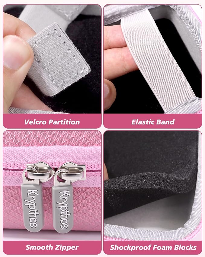 Krypthos Camera Case for Canon G7 X Mark III with SD Card Storage (Pink) | Compatible with Kodak Pixpro FZ45, Canon G7X Mark III，CAMKORY DC403, Travel Small Cameras, Protective, Durable, Easy to Carry - Image 6