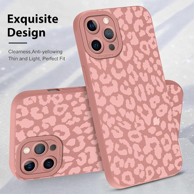 Cute Pink Cheetah Print Phone Case for iPhone 12 Pro 6.1" | Aesthetic Leopard Pattern Design Cover Full Camera Lens Protective Shockproof Soft Slim TPU Funda for Women Girls - Image 4