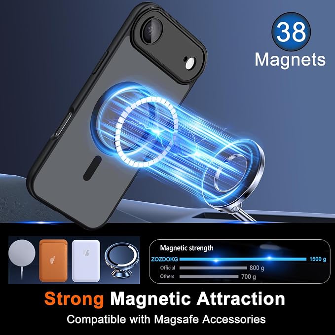 for iPhone Air Case with Privacy Screen Protector, Black | Full Camera Protection, Magnetic, Compatible with MagSafe, Translucent Matte Shockproof Phone Cover for iPhone 17 Air - Image 4