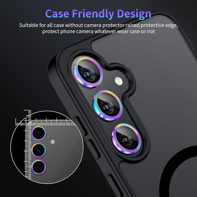 Camera Lens Protector for Samsung Galaxy S24 FE,1 Pack | Tempered Metal Glass Camera Cover, HD Clear Anti-Scratch Lens Screen Protector Film,Case Friendly,Colorful Titanium - Image 7