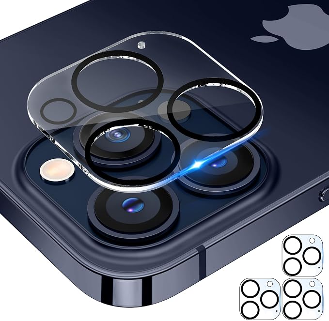 Tensea 3Pcs for iPhone 15 Pro / 15 Pro Max Camera Lens Protector | Tempered Glass Film Lens Cover Screen Protector, HD Clear, Full Edge to Edge, Case Friendly for iPhone 15 Pro/15 ProMax by Tensea