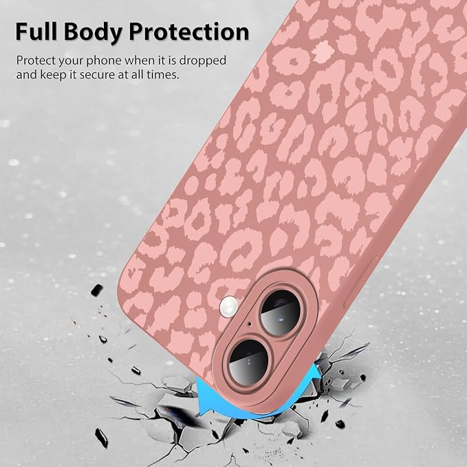 Cute Pink Cheetah Print Phone Case for iPhone 16 6.1" | Aesthetic Leopard Pattern Design Cover Full Camera Lens Protective Shockproof Soft Slim TPU Funda for Women Girls - Image 3