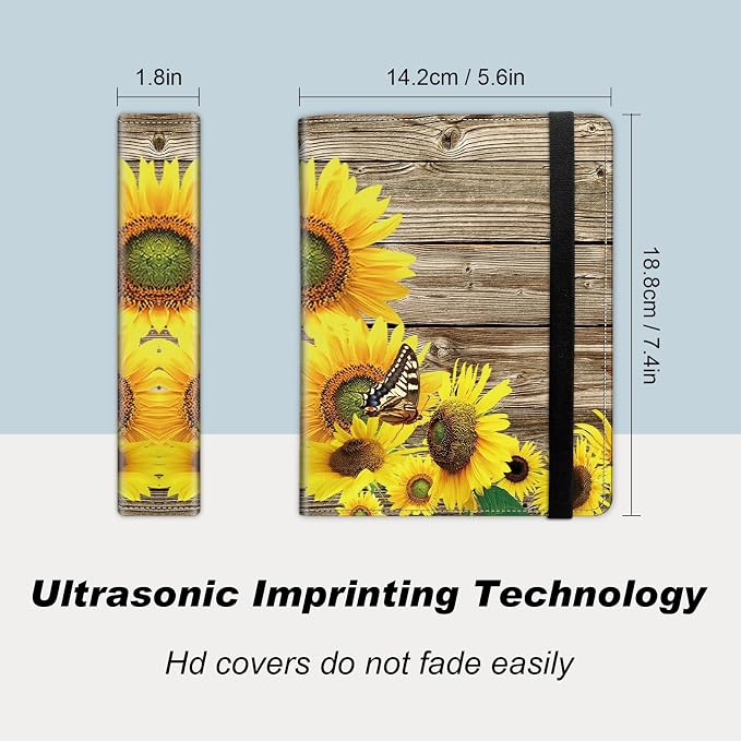Small Photo Album 5x7, 60 Pockets Holds 120 Photos, Slip-in Pocket Photo Album with Black Elastic Band for Family Wedding Baby Travel Pictures, Sunflower In Wooden - Image 2