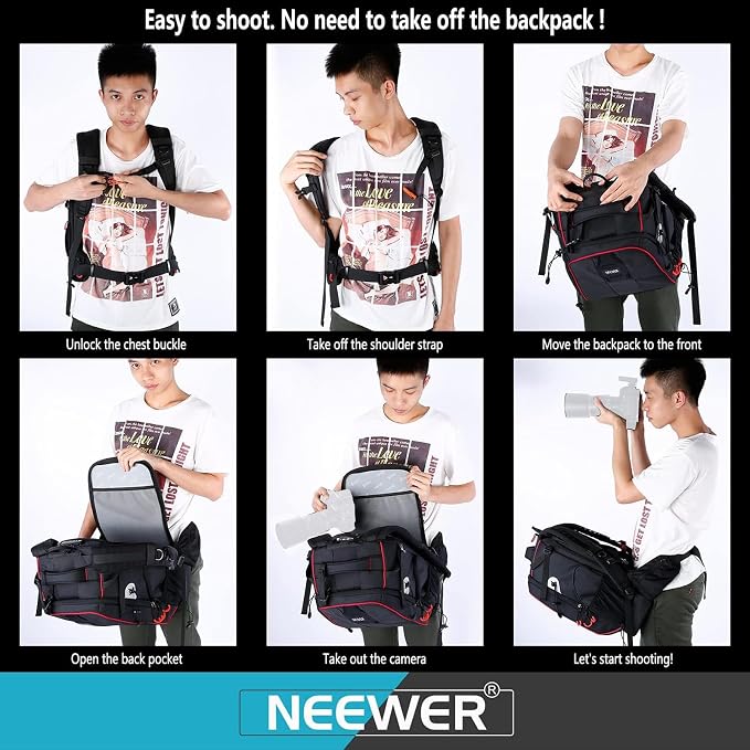 Neewer Pro Camera Case Waterproof Shockproof Adjustable Padded Camera Backpack Bag with Anti-theft Combination Lock for DSLR,DJI Phantom 1 2 3 Professional Drone Tripods Flash Lens and Other Accessory - Image 8
