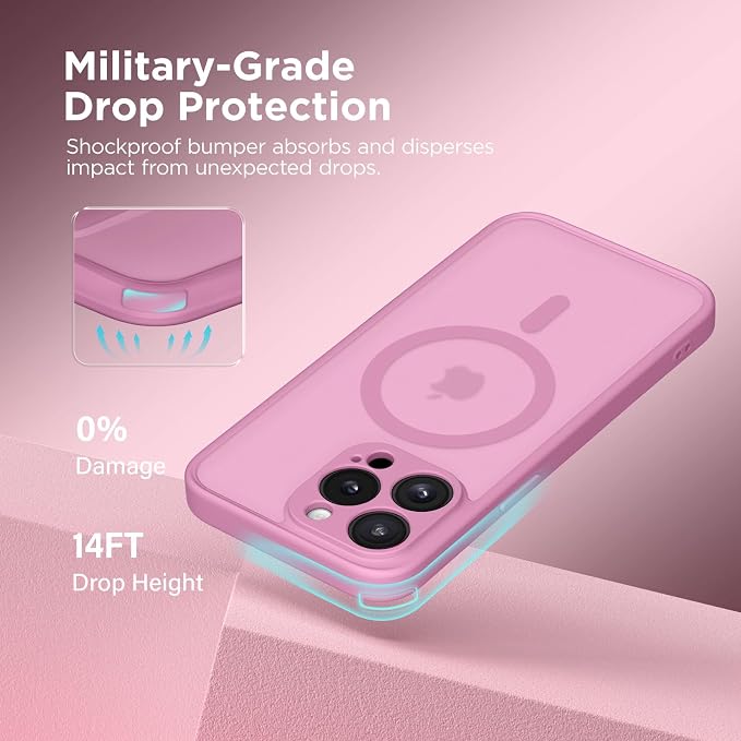CAPRARO for iPhone 13 Pro Max Case, Compatible with MagSafe | Upgraded [Full Camera Protection] Shockproof Protective Slim Translucent Matte Magnetic Phone Case 6.7'', Grape Purple - Image 5
