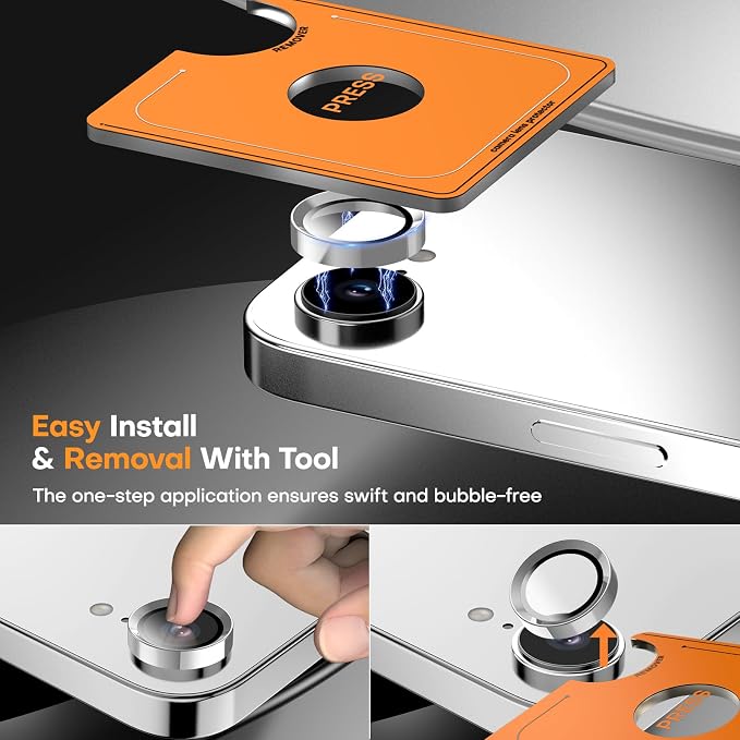 Camera Lens Protector for iPhone 17e/iPhone 16e- Silver | 9H Tempered Glass, Metal Individual Camera Cover, Accessories, Anti-drop, Case Friendly, HD Clear, Anti-Scratch - Image 6