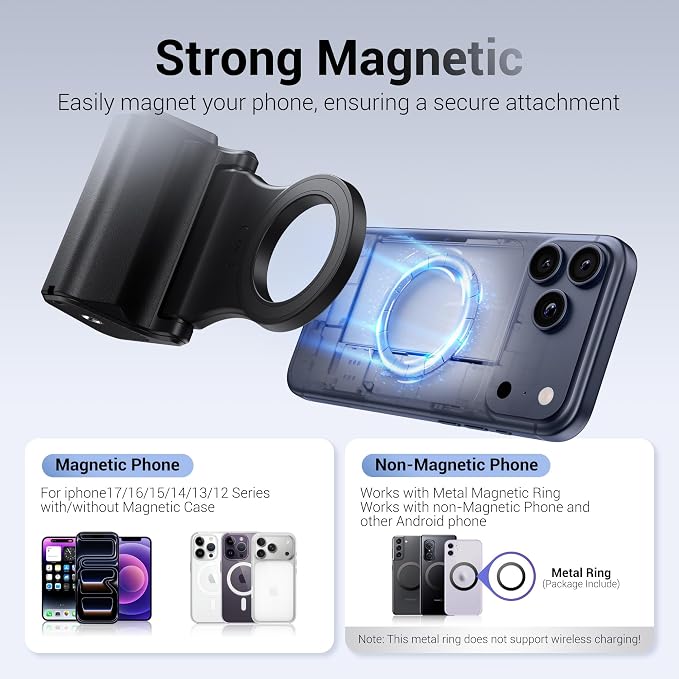 JJC iPhone Camera Grip with Remote, Magnetic Camera Attachment for iPhone | Selfie Grip for iPhone 17 16 15 14 13 12 Pro Max MagSafe Accessories, Ideal for Photography/Fun Shot/Video/Vlog - Image 3