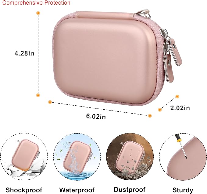 Elonbo Carrying Case for Kodak Step Instant Smartphone Photo Printer, Portable Mini Color Wireless Mobile Print Digital Camera Hard Travel Bag, Picture Printer Storage Holder, Rose Gold+ - Image 3