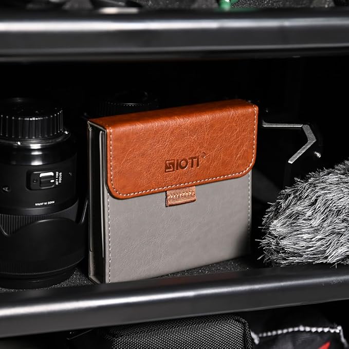 SIOTI Camera 100 * 100mm Square Filter Case 3 Pockets, Leather Filter Pouch, Compatible with 100mm*100mm Square ND/GND/Colorful Filter - Image 2