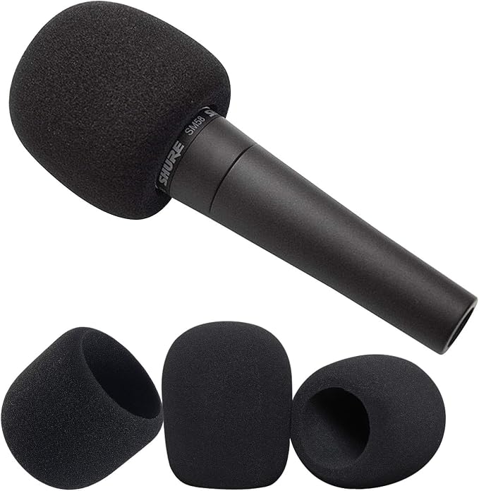 6 Pack Foam Microphone Covers, Thick Handheld Mic Windscreen Pop Filter for Standard Microphones, Washable Sponge Sleeve for KTV, Singing, Podcasting and Stage Performance (Black) - Image 4