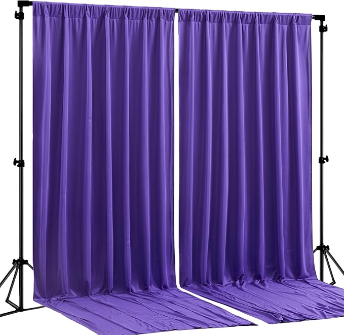 Purple Backdrop Curtains 2 Panels-Wrinkle-Free Purple Curtains Polyester Photography Drapes for Baby Shower Birthday Party Photo Background Backdrop Stand- 8 X10FT by WishCare