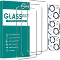 3+3 Pack Glass Screen Protector for iPhone 15, 6.1 Inch | Camera Lens Protector, HD Clear Tempered Glass Film, Anti-Scratch, Bubble Free, Case-friendly by AVOAR